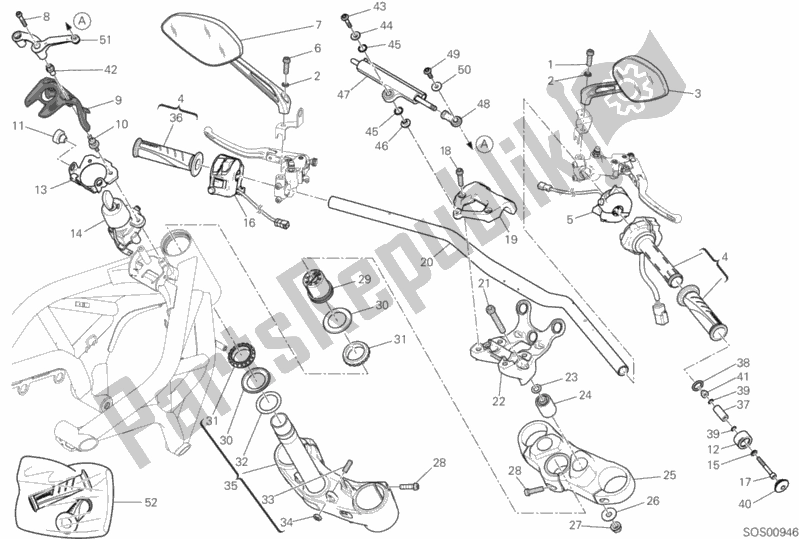Alle onderdelen voor de Stuur En Bedieningselementen van de Ducati Monster 1200 25 2019